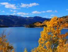 Fall Colors, Palisades Reservoir with some fall colors just before Alpine Junction, Wyoming, The drive from Alpine Junction has a lot of scenery, fishing and site seeing opportunities.